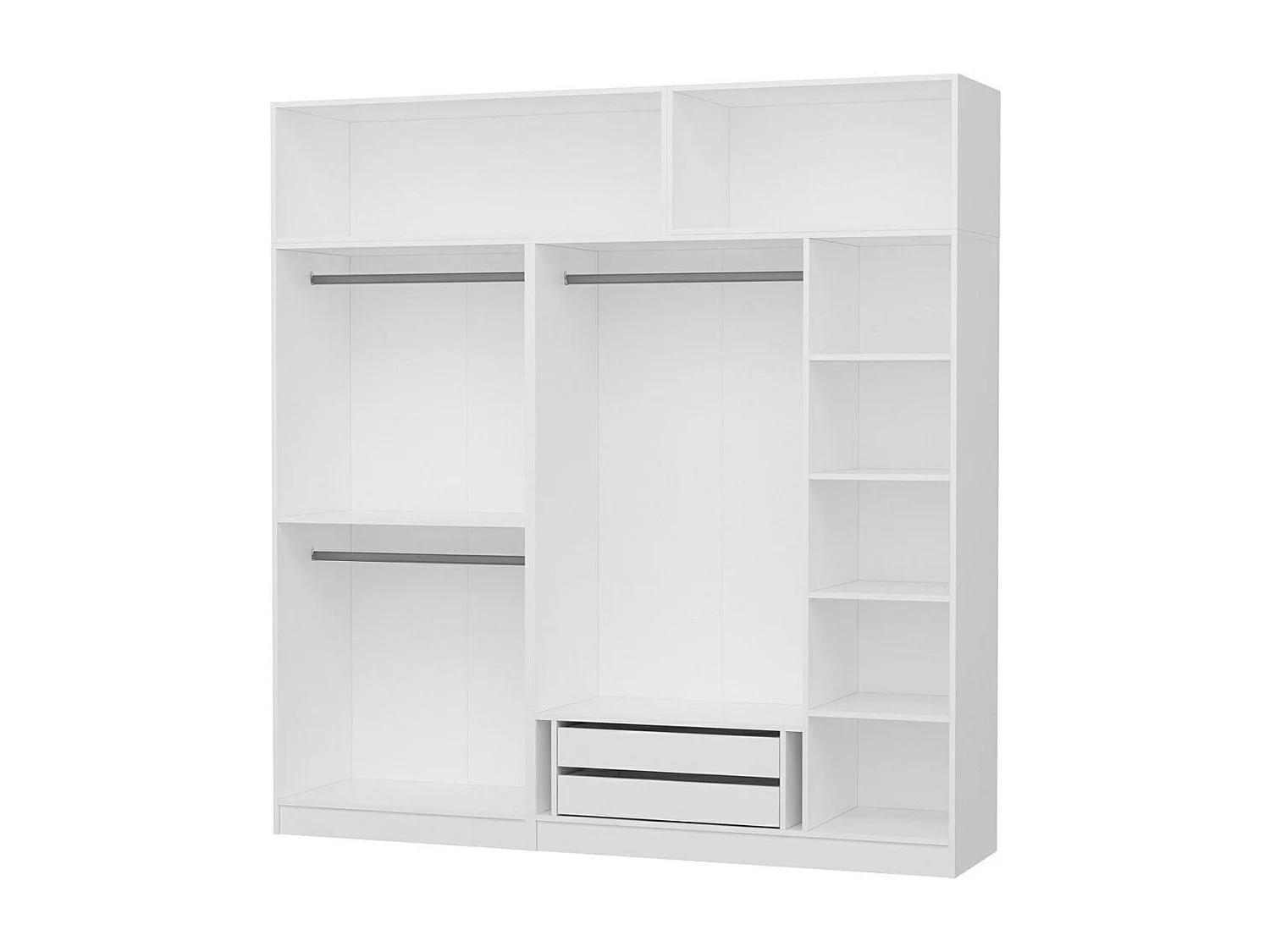 Armoire dressing blanche 7 portes vitrées 5 portants BYRON