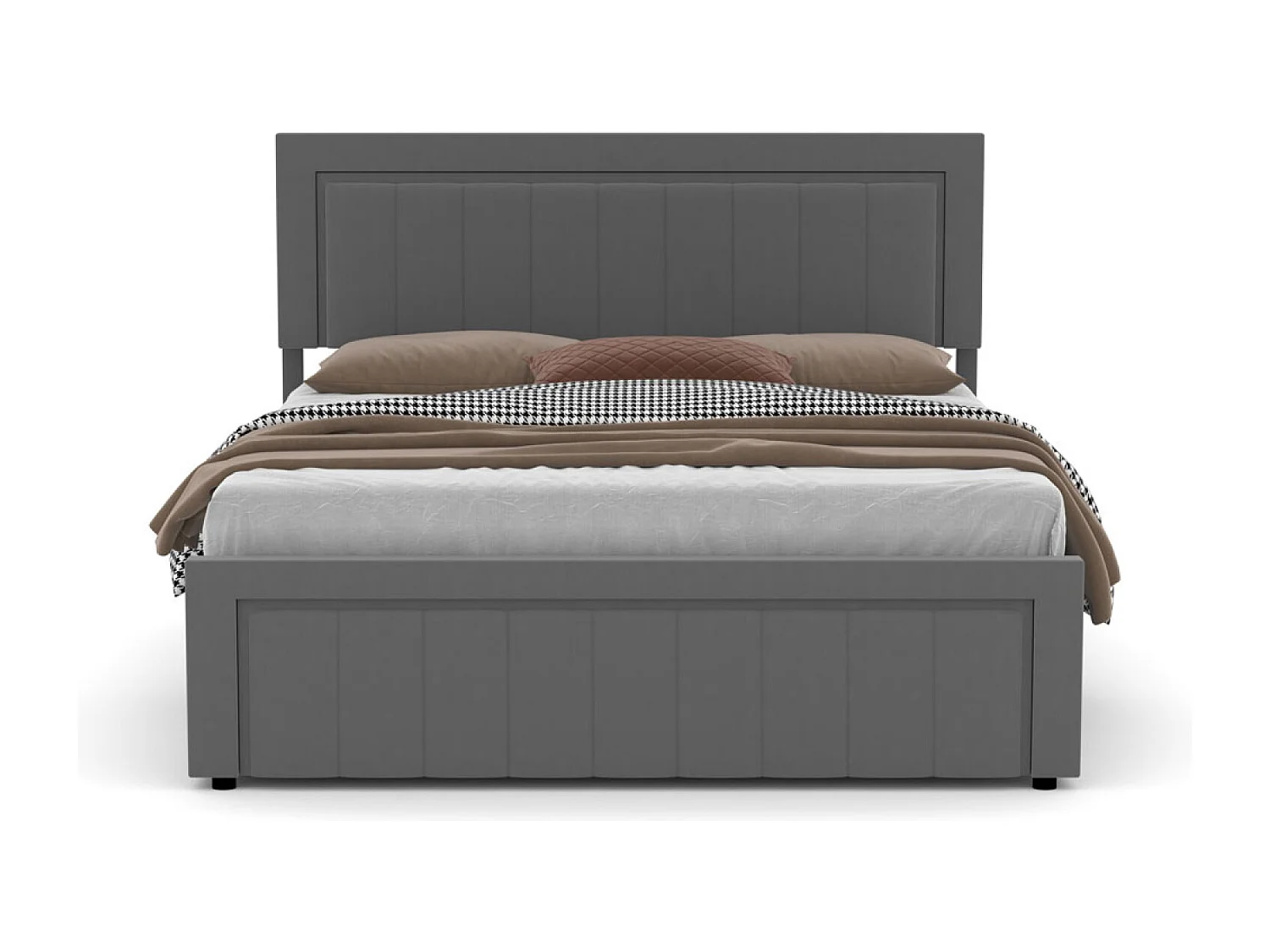 Lit coffre 160x200cm en velours gris NASHVILLE