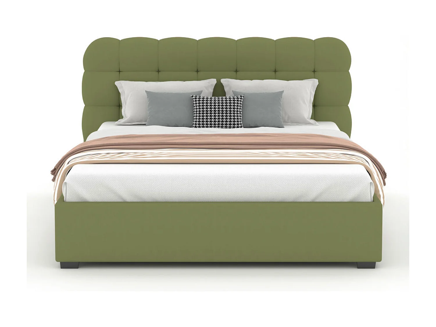 Lit nuage avec coffre de rangement 140x190cm en velours vert DALLAS