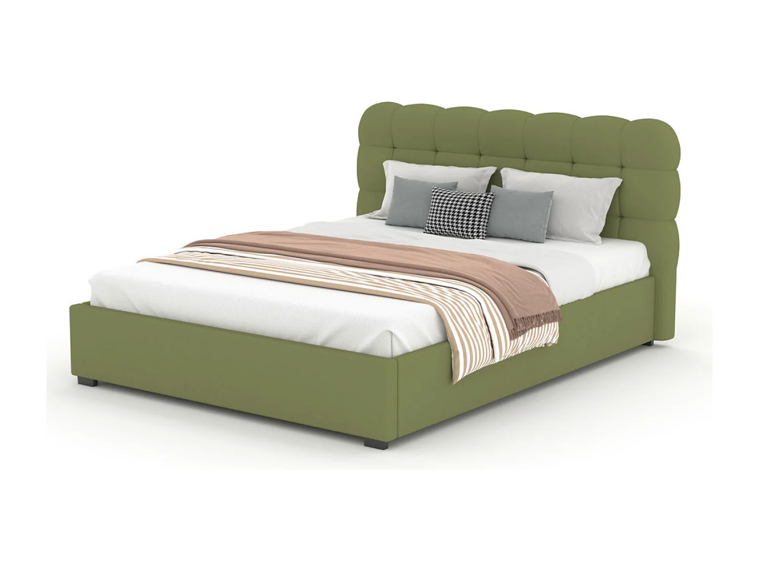 Lit nuage avec coffre de rangement 160x200cm en velours vert DALLAS