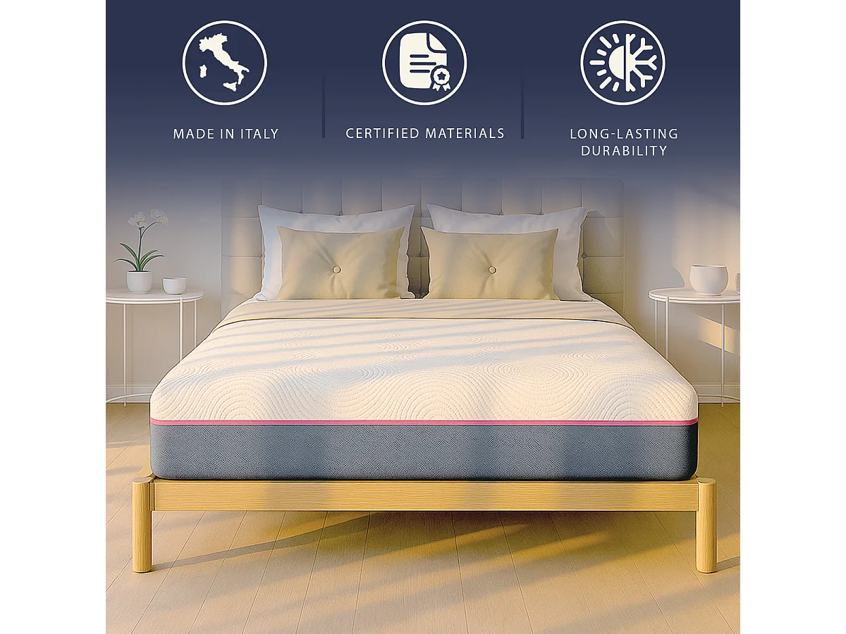 Lully | Matratze 90x200 | Memory Foam & Taschenfedern | 30 cm | Breeze | Medizinprodukt | Made in Italy