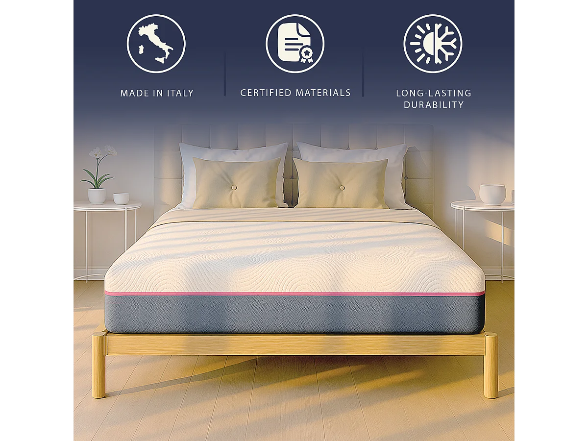 Lully | Matratze 80x190 Memory Foam & Taschenfedern | H30 cm | Abnehmbar | Made in Italy