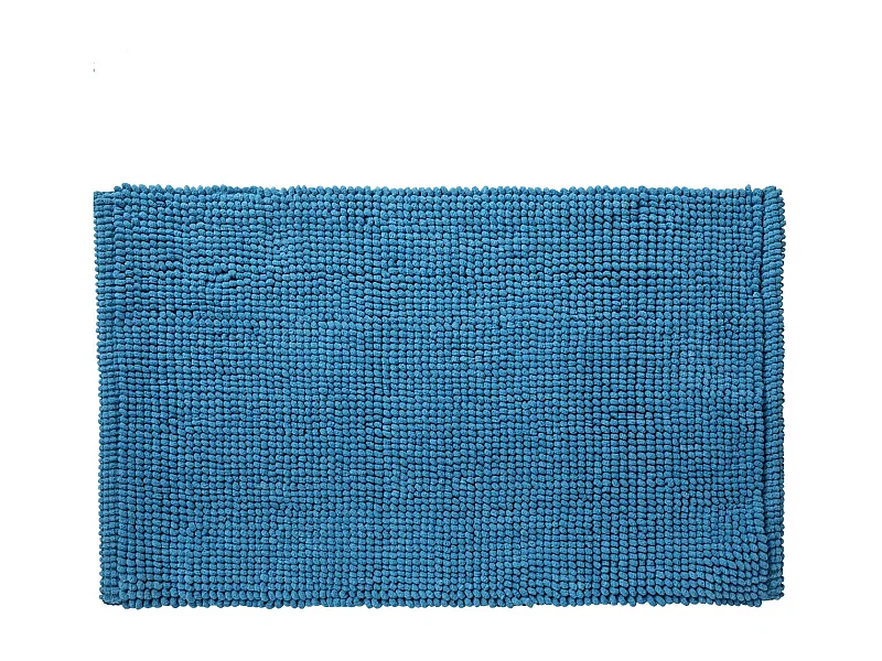 Tapis de bain en polycoton uni bleu 50x80cm