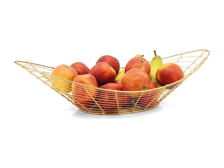 Corbeille ovale en métal doré ajouré – Corbeille à fruits et décorative