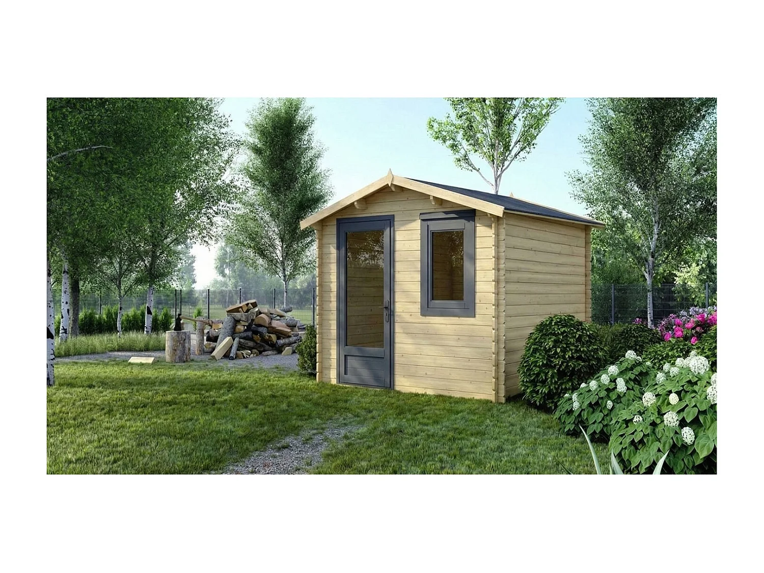 Casetta da giardino in legno - 7.5m2 - 3x2.5m - 28mm - colore: naturale - DOM755 - ALTANKA