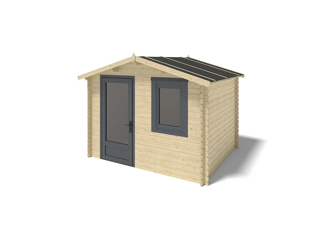 Abri de jardin en bois - 7.5m2 - 3x2.5m - Ep. 28mm - Couleur: naturel - DOM755 - ALTANKA