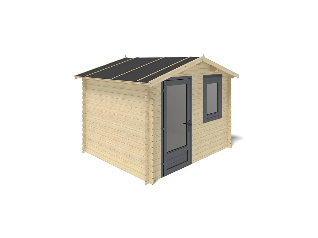 Abri de jardin en bois - 7.5m2 - 3x2.5m - Ep. 28mm - Couleur: naturel - DOM755 - ALTANKA