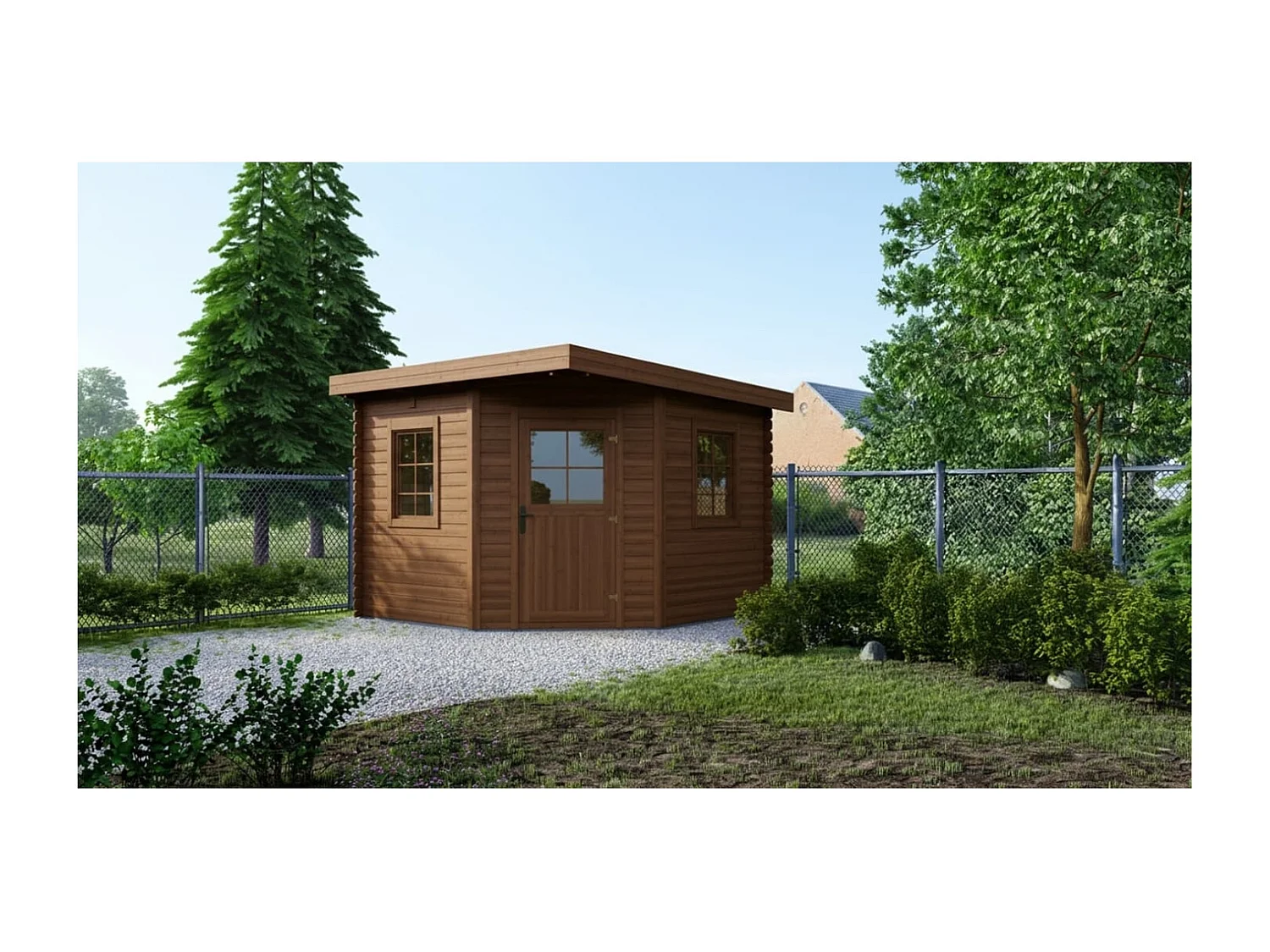 Casetta da giardino in legno - 8m2 - 3x3m - impregnata - 28mm - colore: marrone - DOM753 - ALTANKA