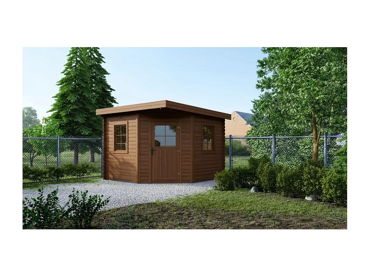 Casetta da giardino in legno - 8m2 - 3x3m - impregnata - 28mm - colore: marrone - DOM753 - ALTANKA