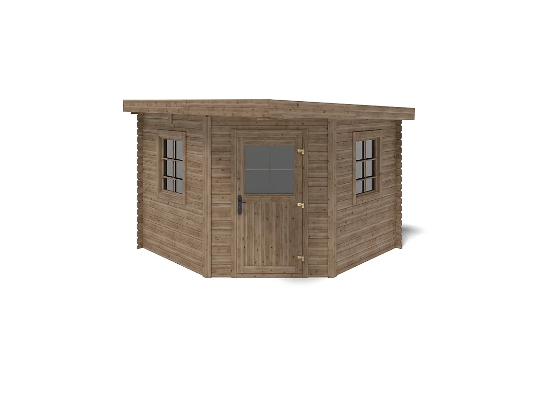 Abri de jardin en bois - 8m2 - 3x3m - Traité - Ep. 28mm - Couleur: marron - DOM753 - ALTANKA