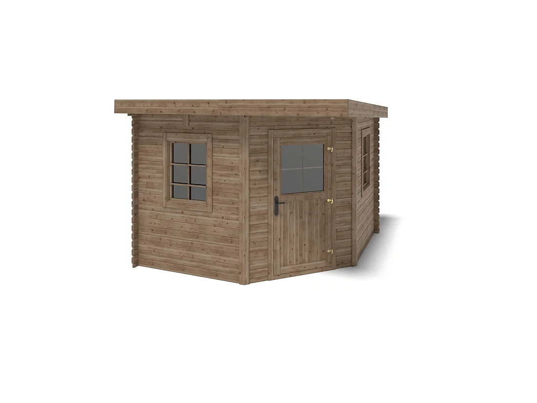 Abri de jardin en bois - 8m2 - 3x3m - Traité - Ep. 28mm - Couleur: marron - DOM753 - ALTANKA