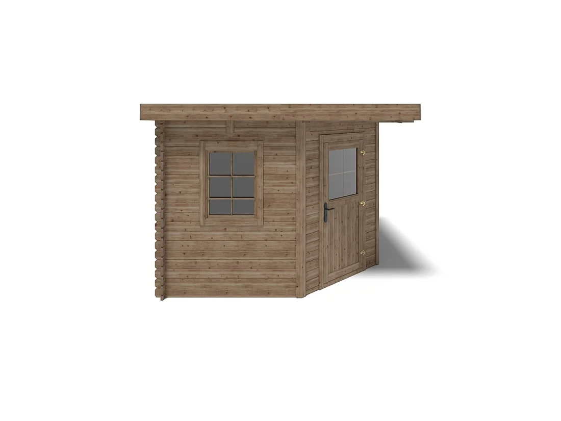 Abri de jardin en bois - 8m2 - 3x3m - Traité - Ep. 28mm - Couleur: marron - DOM753 - ALTANKA