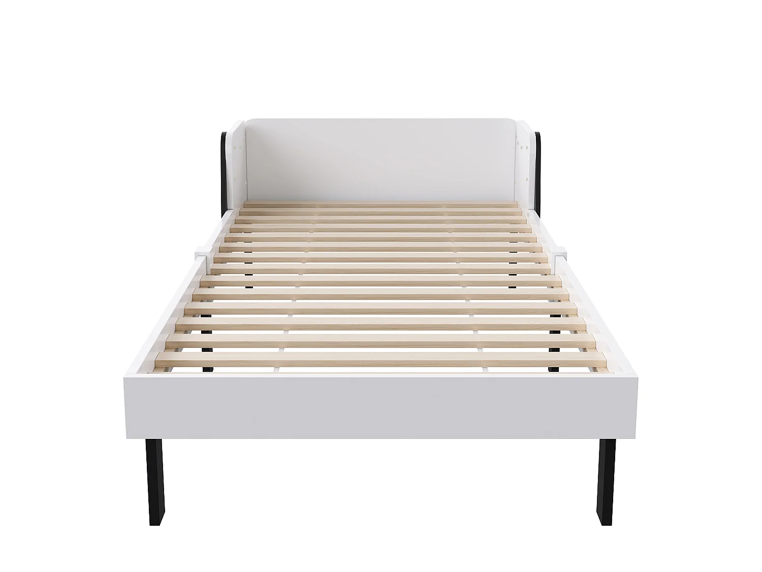 Lit enfant 90 x 200 cm blanc, tête de lit rembourrée en forme de chien, sommier à lattes
