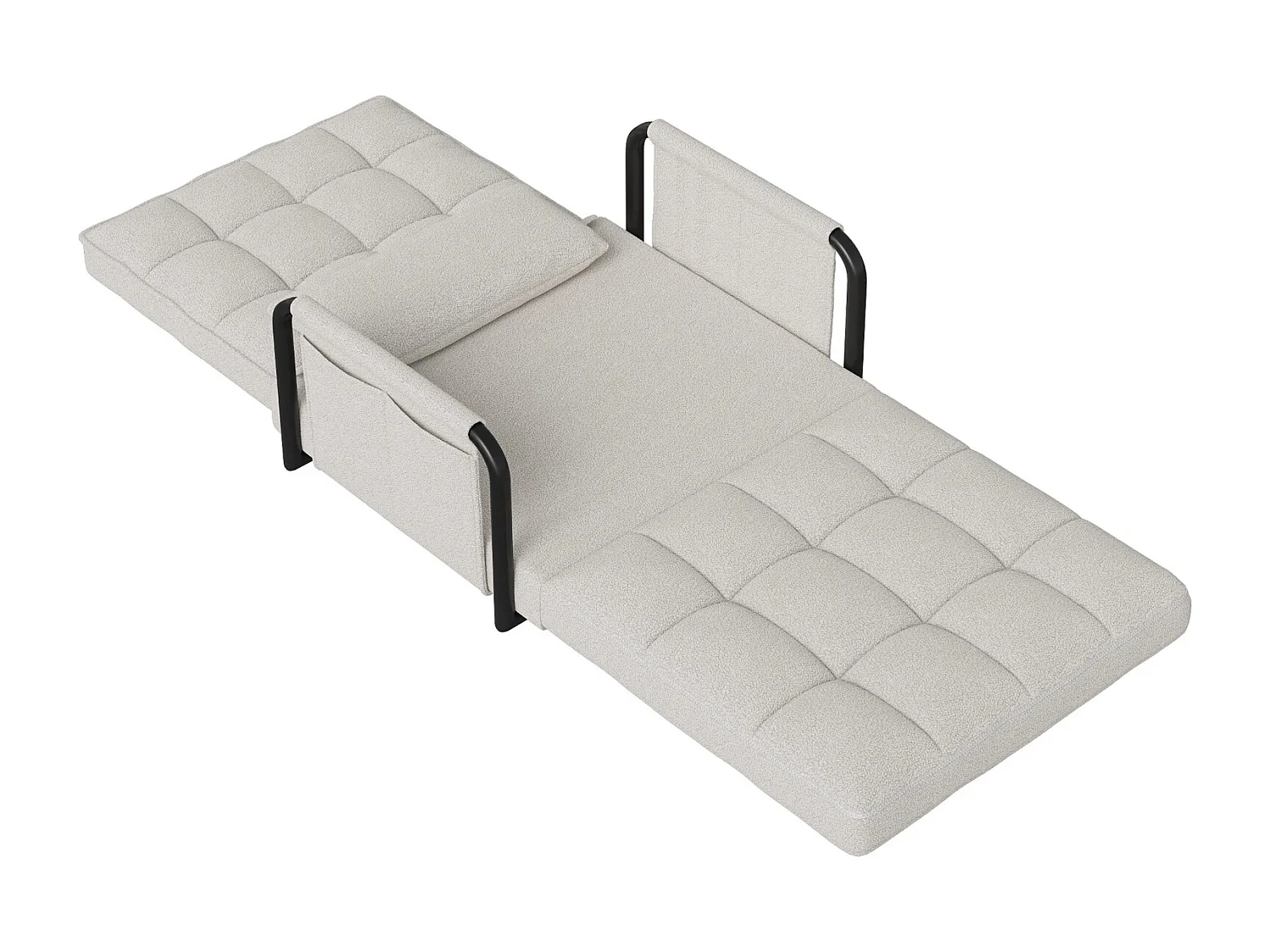 Canapé-lit simple multifonctionnel – avec fonction lit, chaise longue et fauteuil, canapé-lit réglable en cinq  positions, poches latérales - velours teddy blanc
