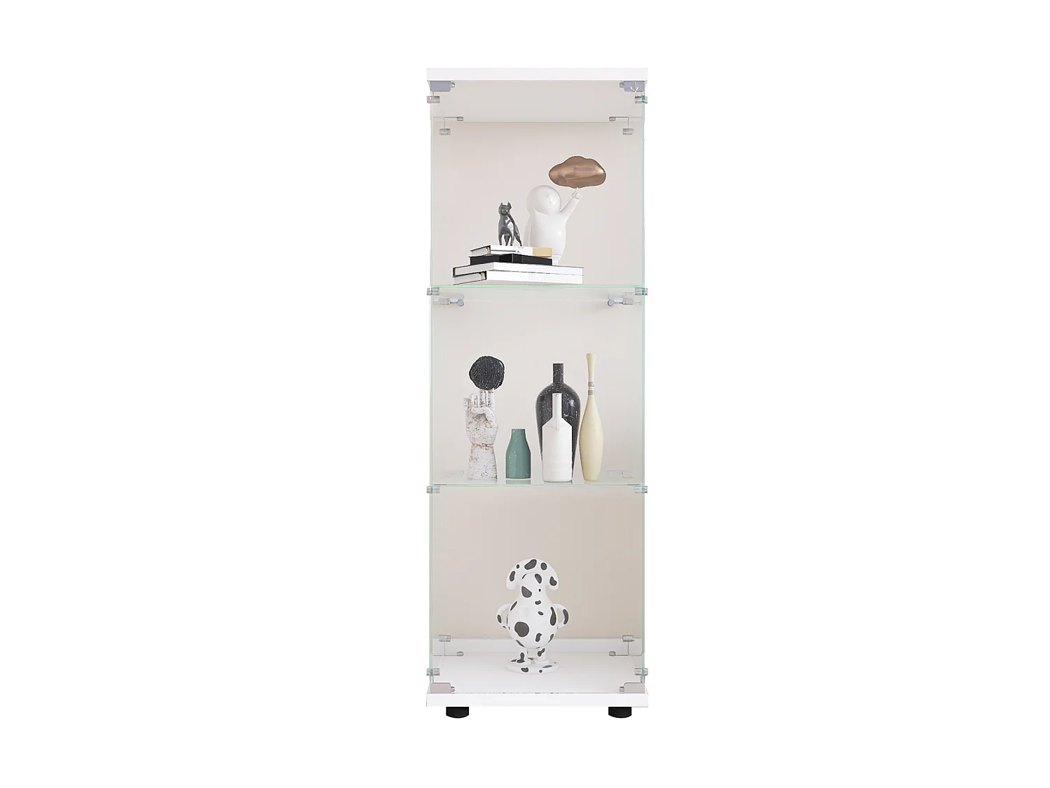 Vitrine d’exposition sur pied 42 × 36 × 125 cm avec porte verrouillable et étagères en verre trempé – Blanc