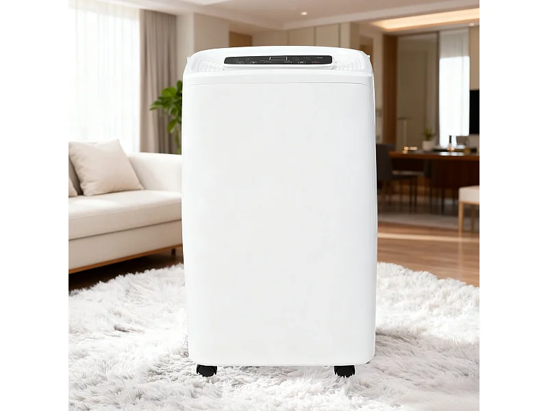 Déshumidificateur 3 en 1, 12L/jour, déshumidificateur, purificateur d'air et séchoir, réservoir de 1.5L, minuterie 24h, écran LED, pour 15㎡, Blanc
