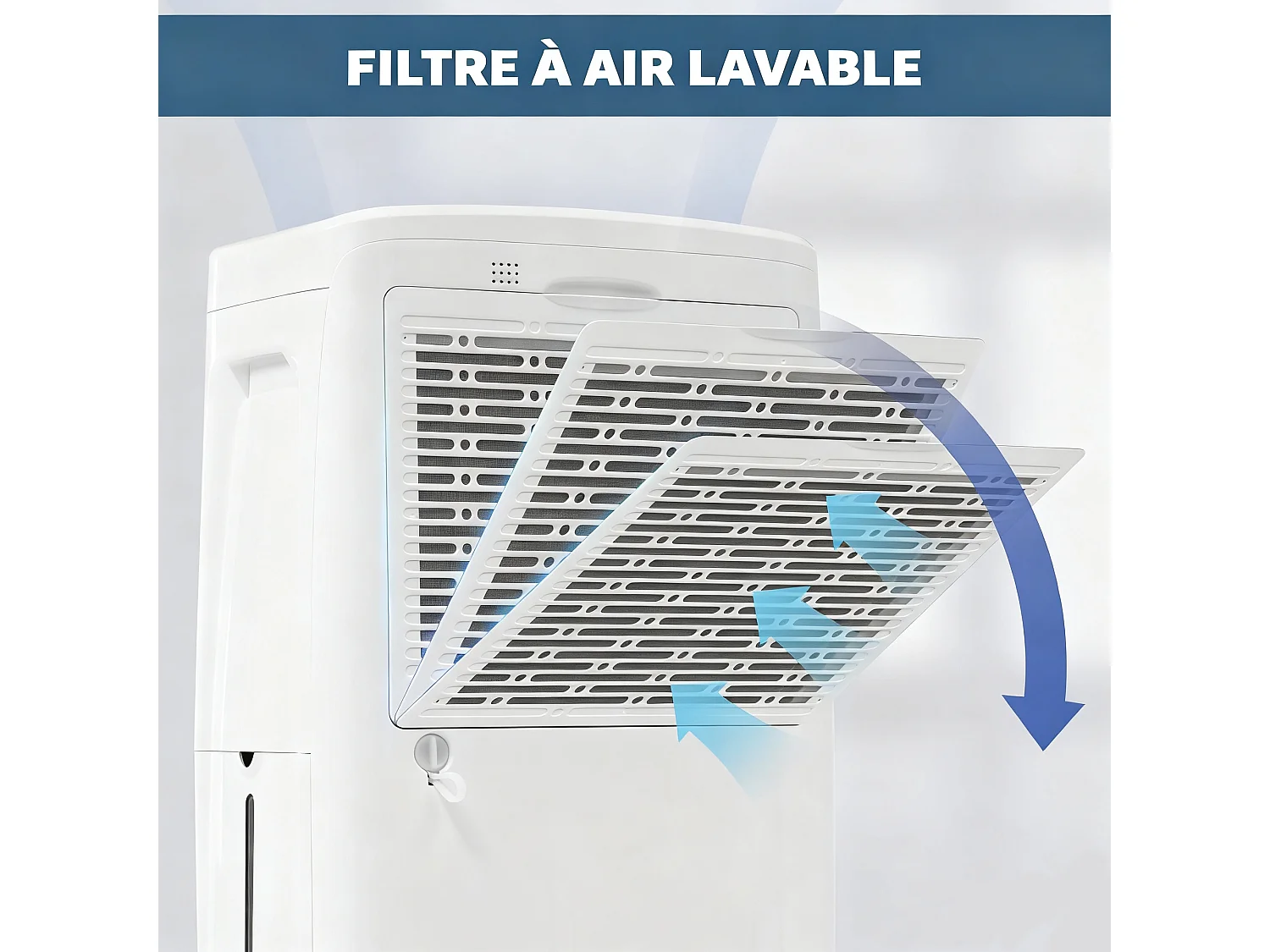 Déshumidificateur 3 en 1, 12L/jour, déshumidificateur, purificateur d'air et séchoir, réservoir de 1.5L, minuterie 24h, écran LED, pour 15㎡, Blanc