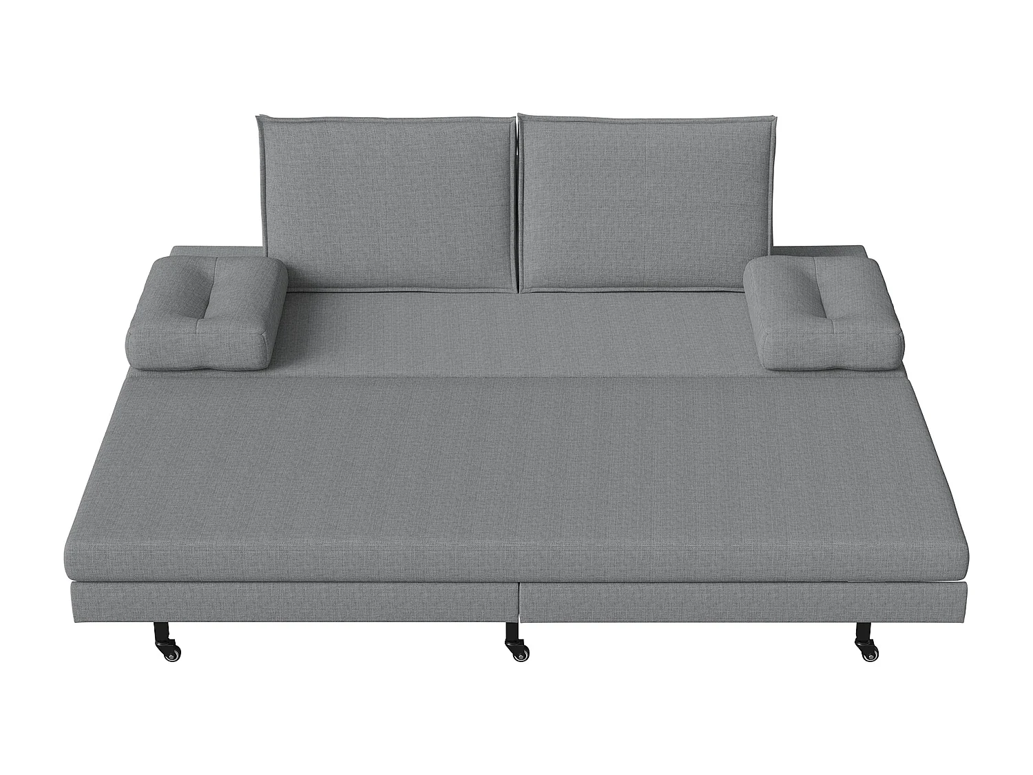 Canapé-lit Extensible 90x200 cm, Canapé avec Fonction de Couchage, Canapé-lit 2 en 1 avec sommier à latte, Canapé convertible 2 places en lin - gris