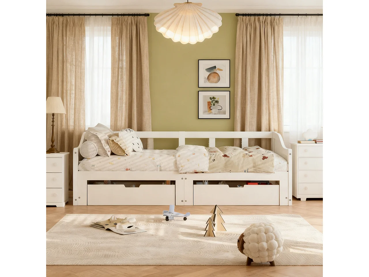 Lit canapé 90x200 avec tiroirs soldes, lit double 180x200 cm avec sommier à latte, lit simple 90x200, lit enfant 90x200 cm - blanc