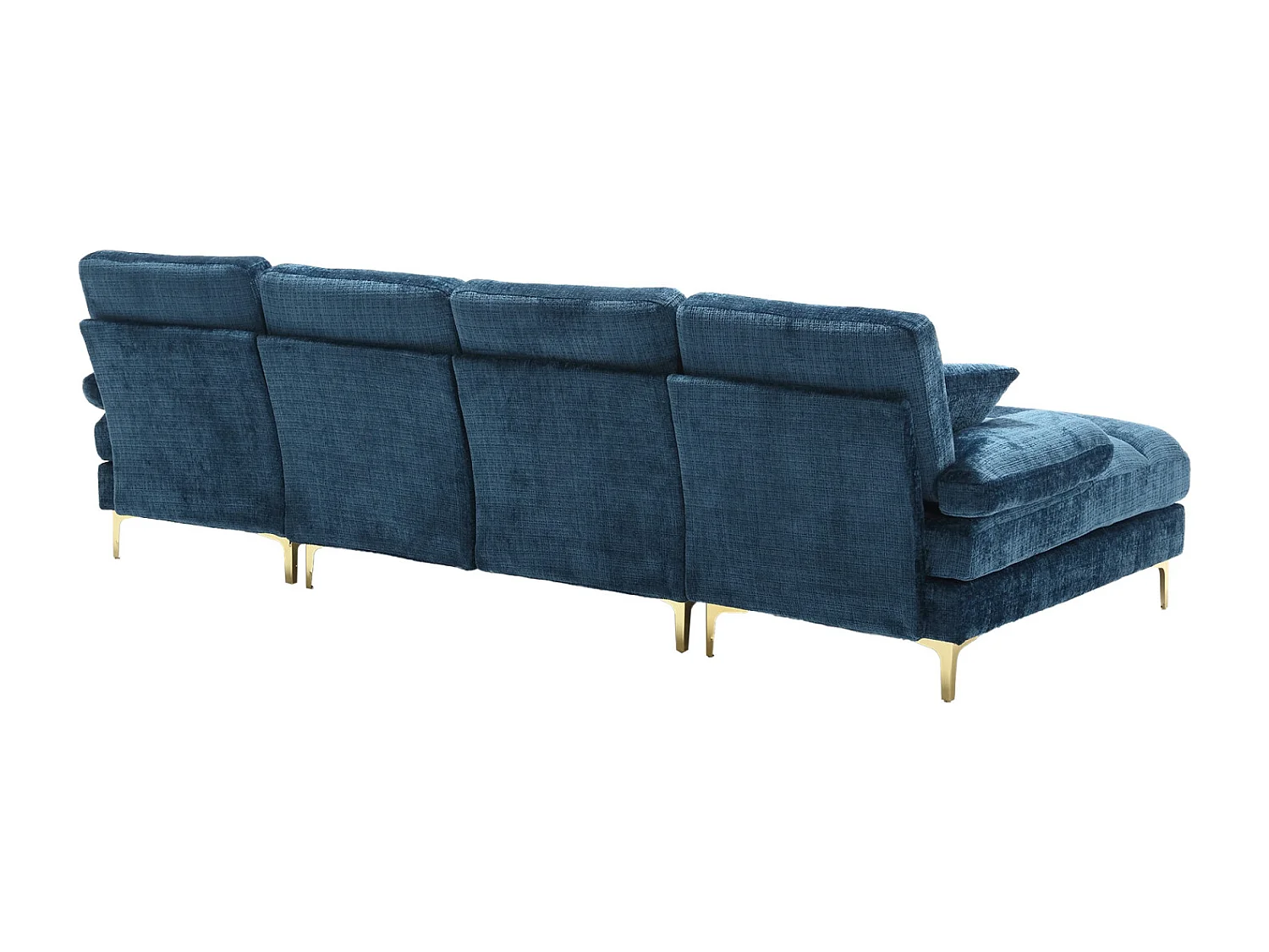 Canapé d'angle moderne en U en chenille avec deux assises，Canapé panoramique， - 4 places -  bleu