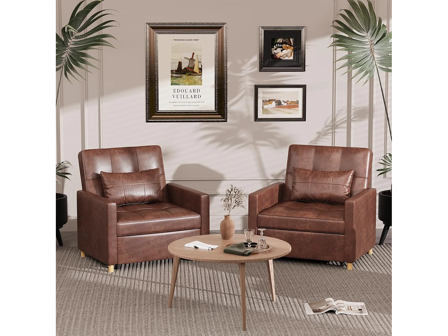 YODOLLA Einzel-Sofa, Bett, Stuhl, 3-in-1-Sessel, wandelbar, verstellbare Stühle, Bett für kleine Räume mit Seitentasche, Braun