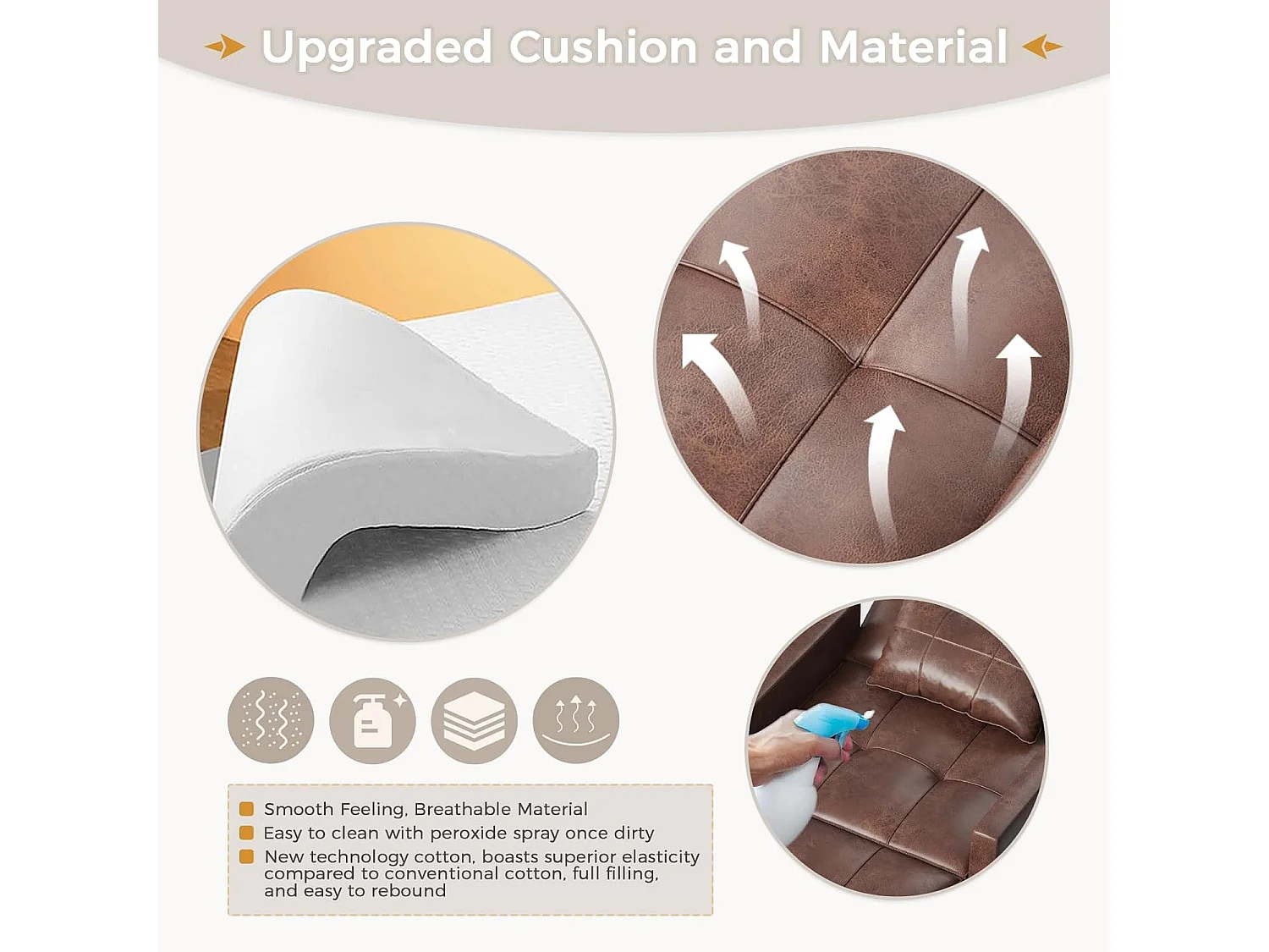 YODOLLA Einzel-Sofa, Bett, Stuhl, 3-in-1-Sessel, wandelbar, verstellbare Stühle, Bett für kleine Räume mit Seitentasche, Braun