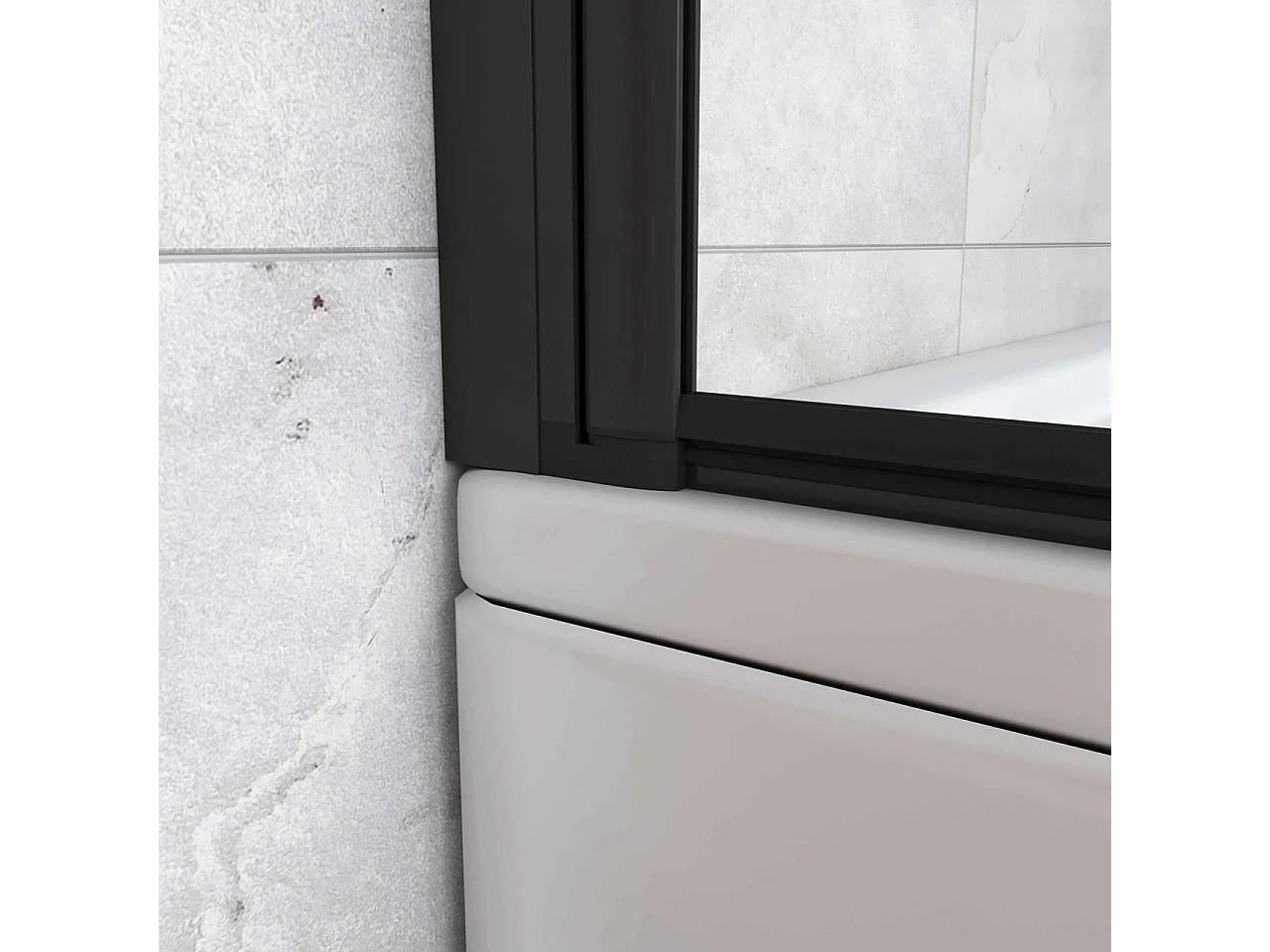 Sopravasca da Bagno Parete Vasca Doccia 110x140 cm Due Ante Movibili Vetro Temperato Trasparente 6 mm Anticalcare Telaio Nero Opaco