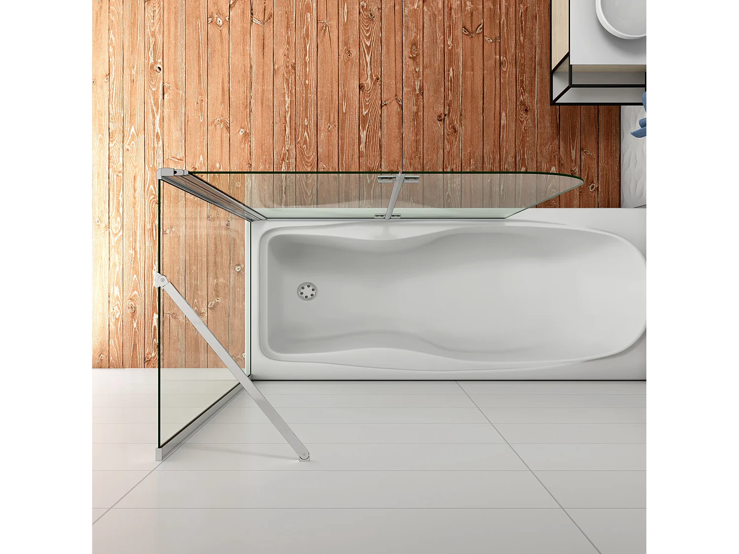 90x140cm Parete Doccia Sopravasca Angolare 2 Ante Pieghevoli con Parete Laterale 60 cm Vetro Temperato 6 mm Trasparente Anticalcare Cromato Lucido