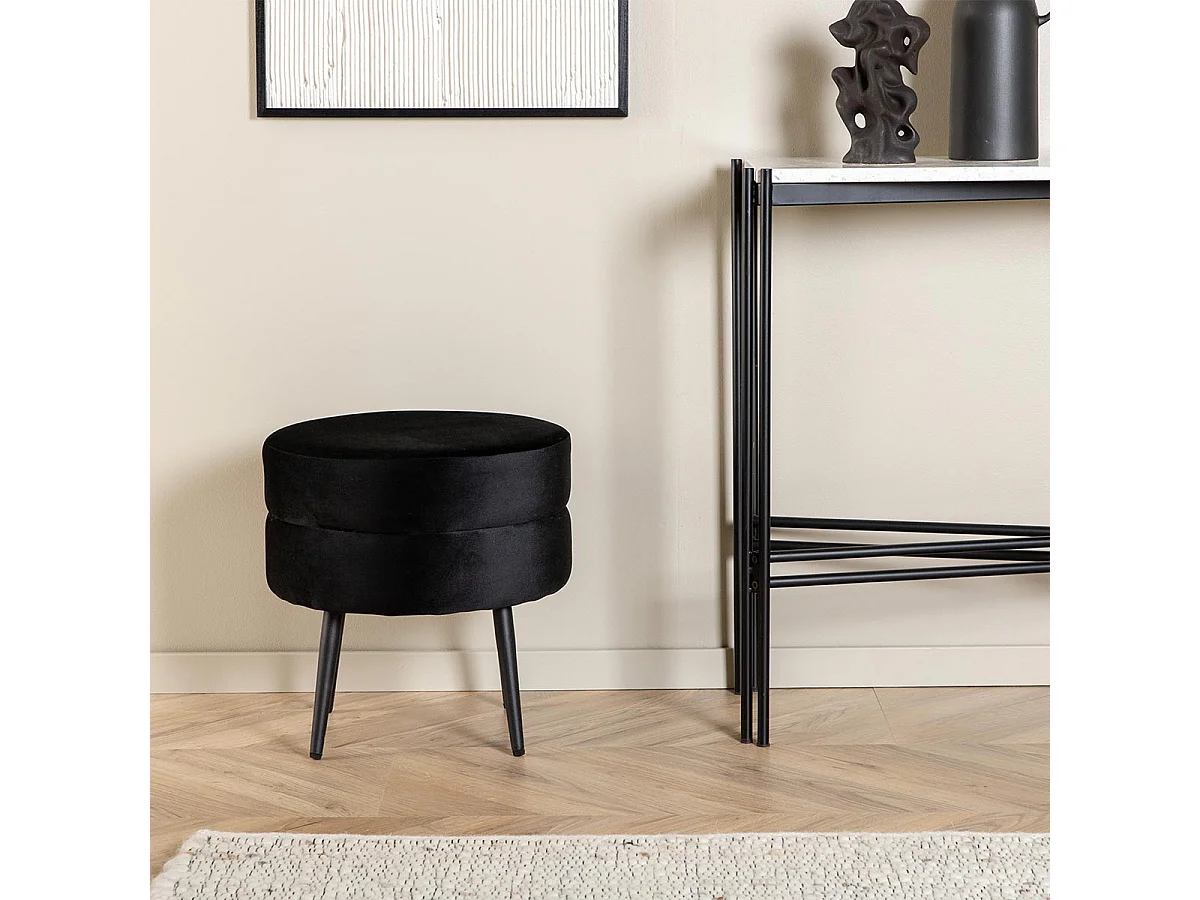 Pouf vaso Ø40cm velluto nero.