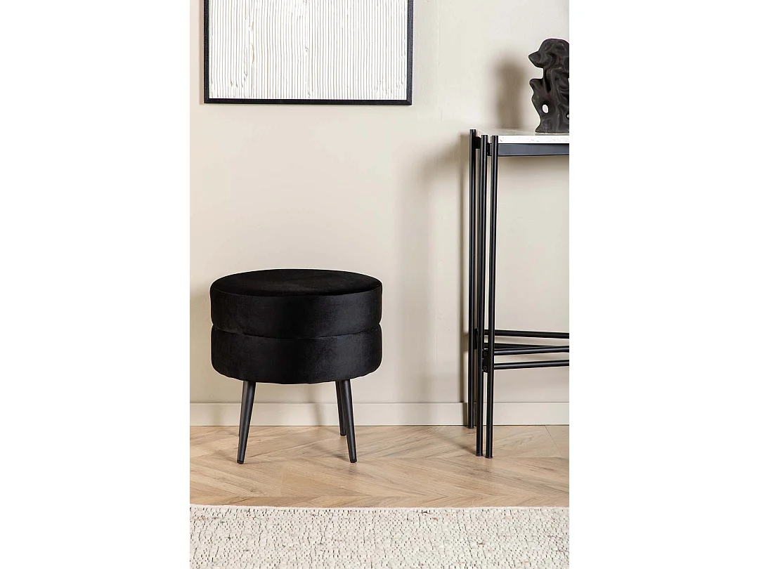 Pot pouf Ø40cm velours noir.