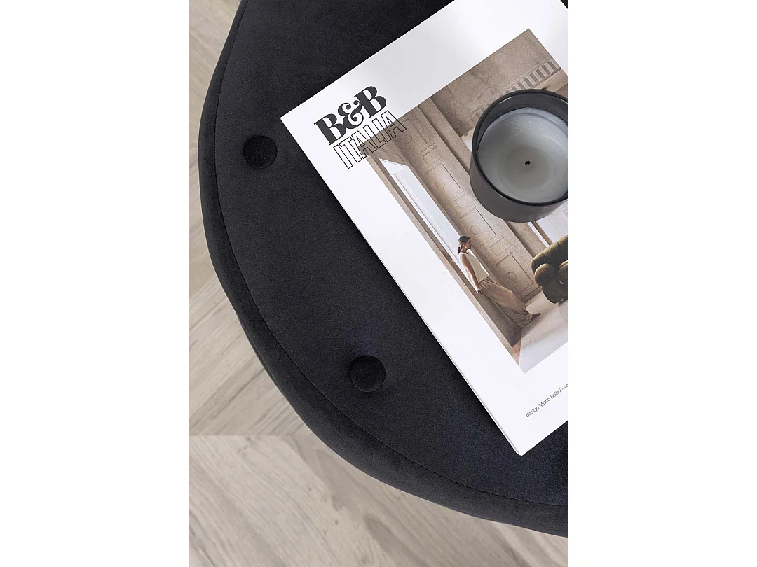 Benjamin Pouf Ø55cm Velour schwarz.