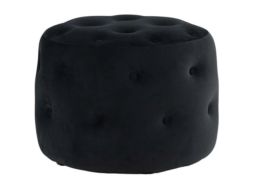 Pouf Capitonné en Velours "Benjamin" 55cm Noir