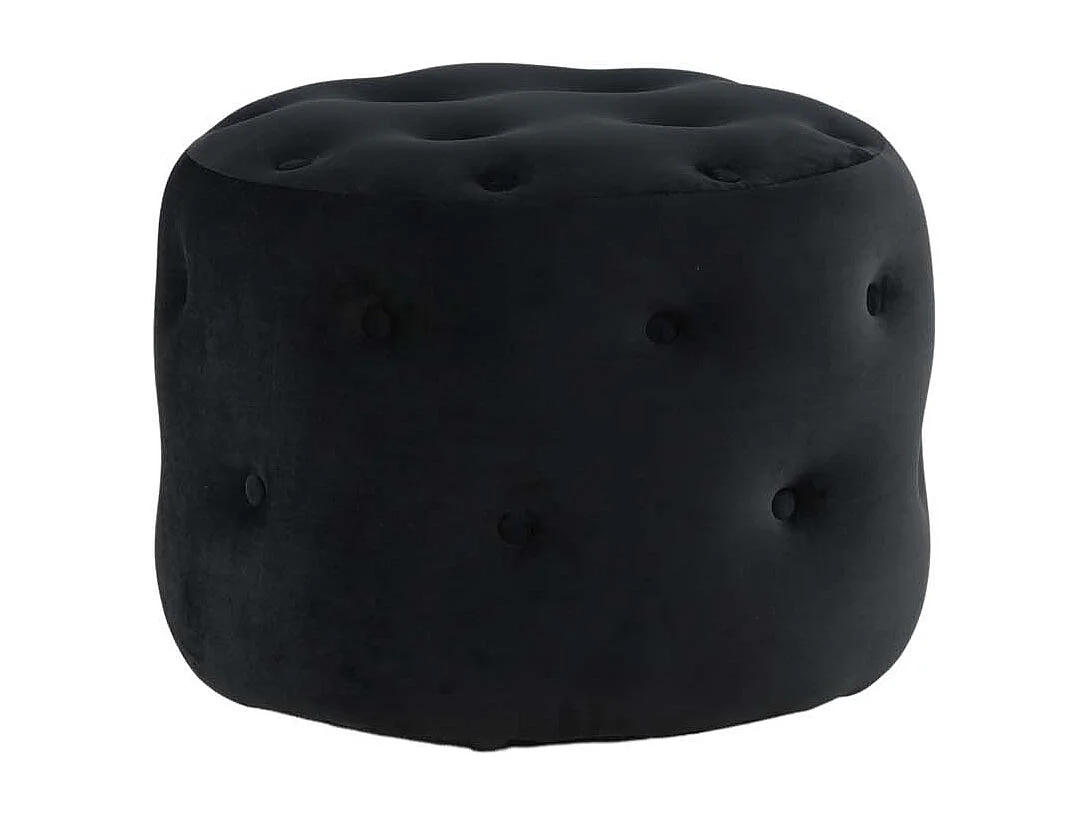 Pouf Capitonné en Velours "Benjamin" 55cm Noir