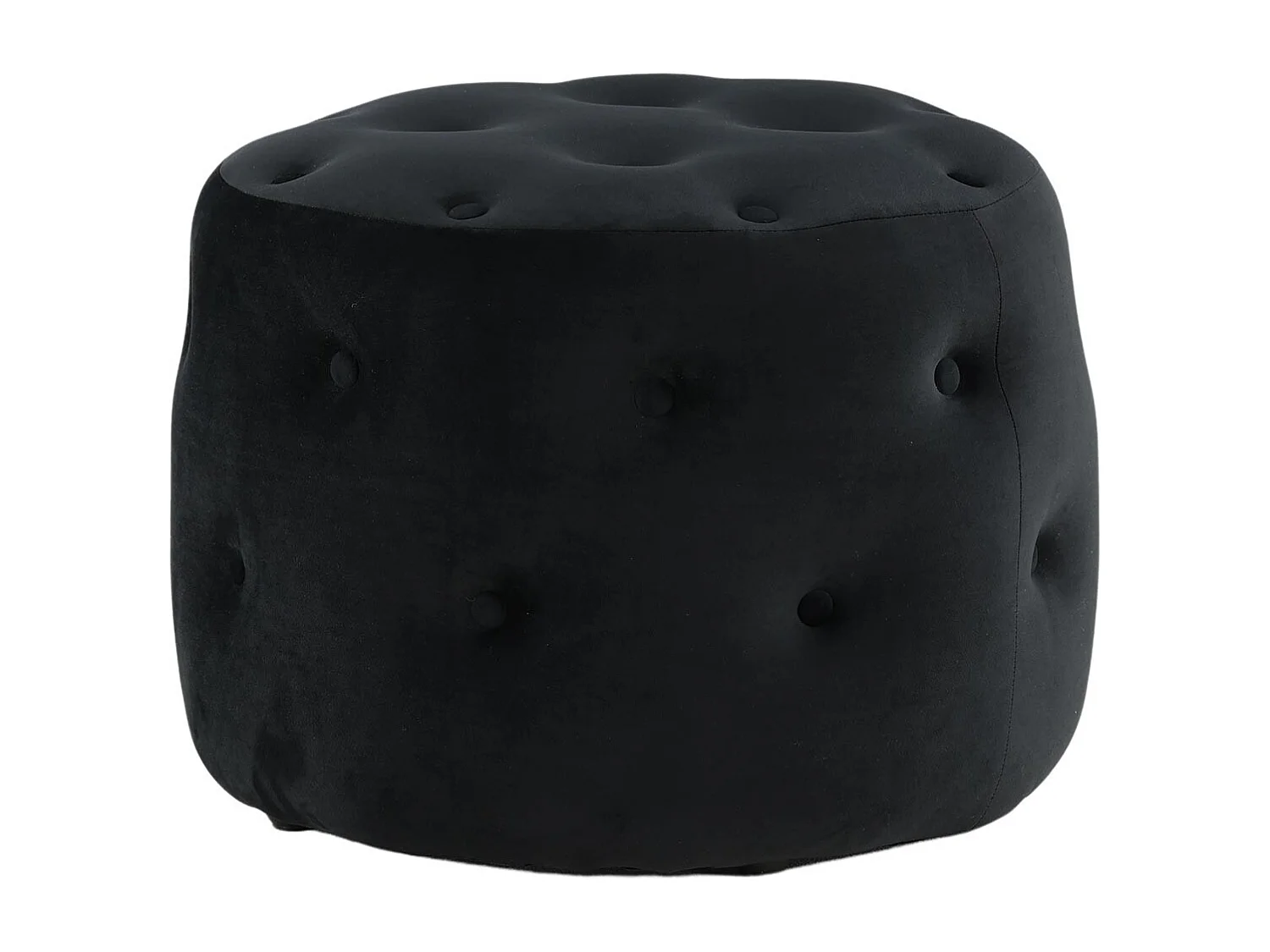 Pouf Capitonné en Velours "Benjamin" 55cm Noir