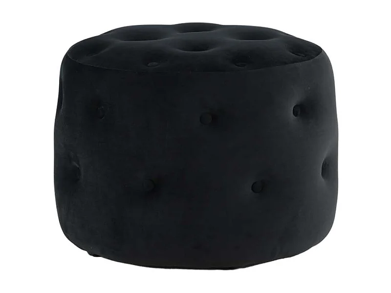 Pouf Capitonné en Velours "Benjamin" 55cm Noir