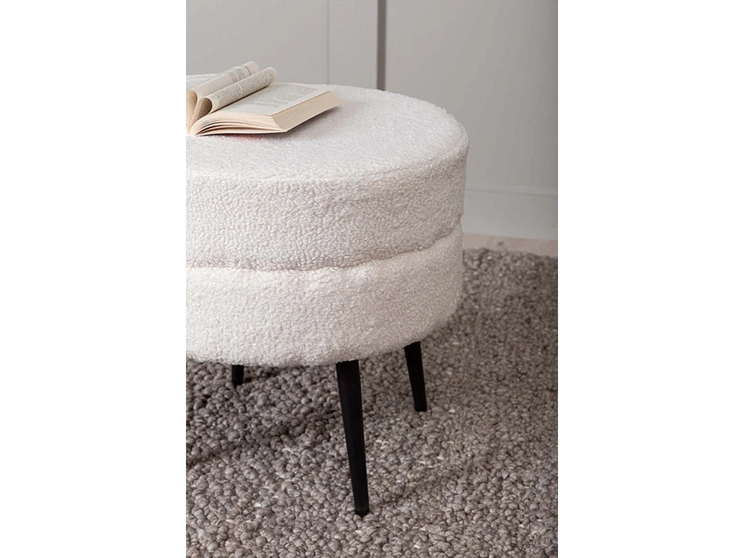 Pouf Design Bouclette "Pot" 40cm Blanc