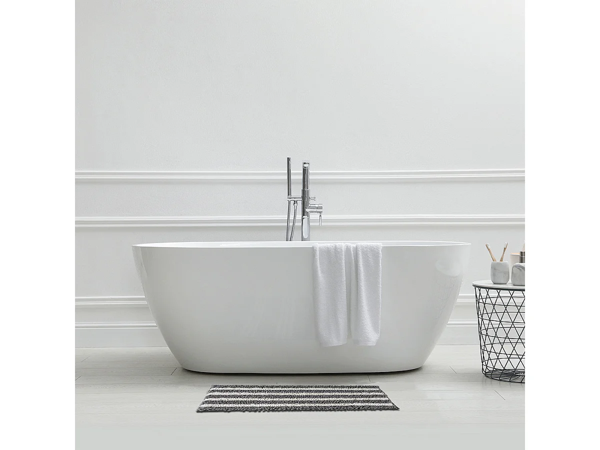 Tapis de bain déco à rayures en polyester 50x80cm