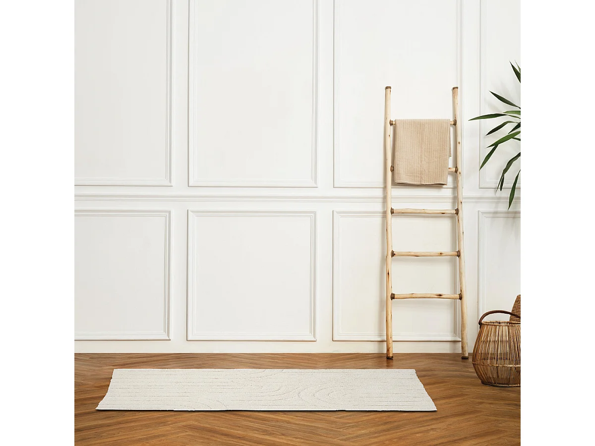 Tapis de bain déco graphique arc en coton 60x120cm