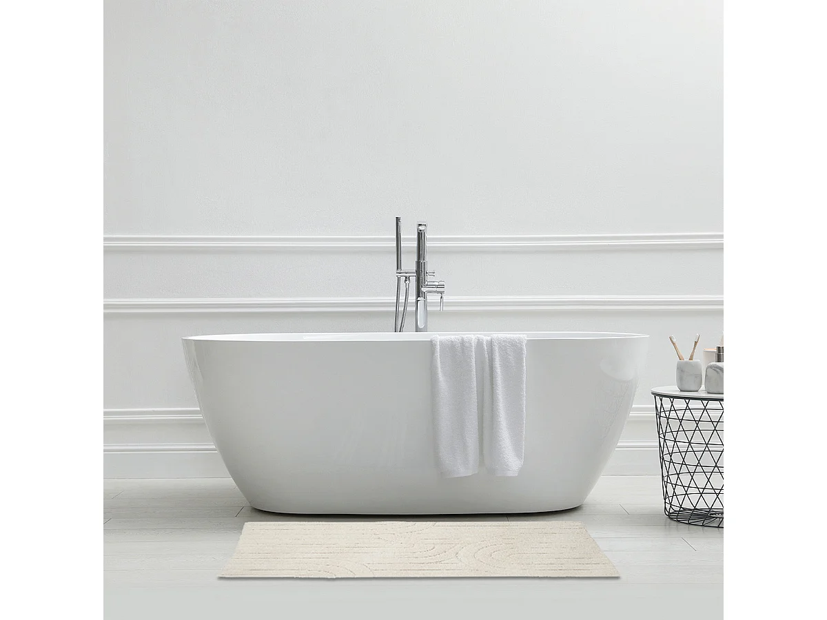 Tapis de bain déco graphique arc en coton 60x120cm