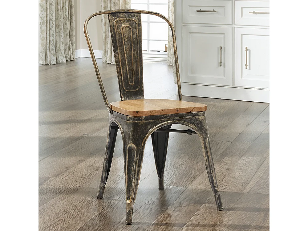 Chaise de salle à manger - Design industriel - Acier et bois - Nouvelle édition - Stylix Crème