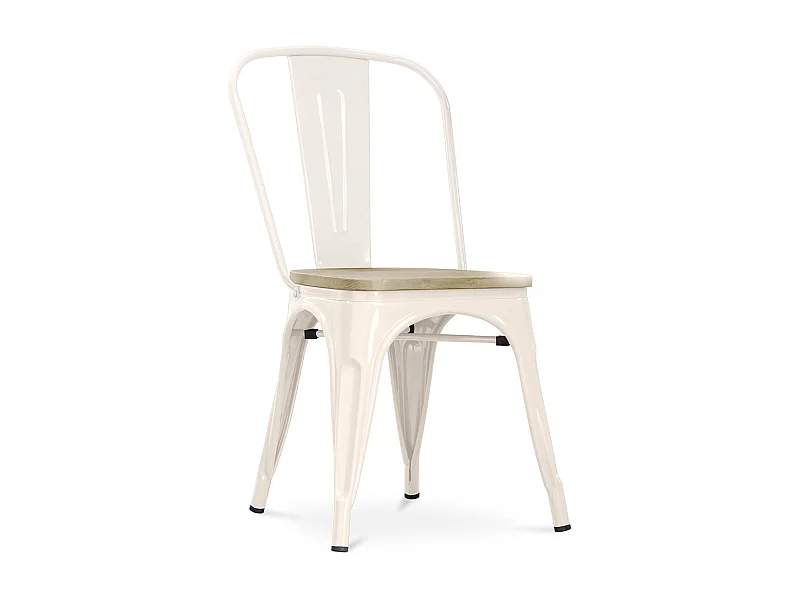 Chaise de salle à manger - Design industriel - Acier et bois - Nouvelle édition - Stylix Crème