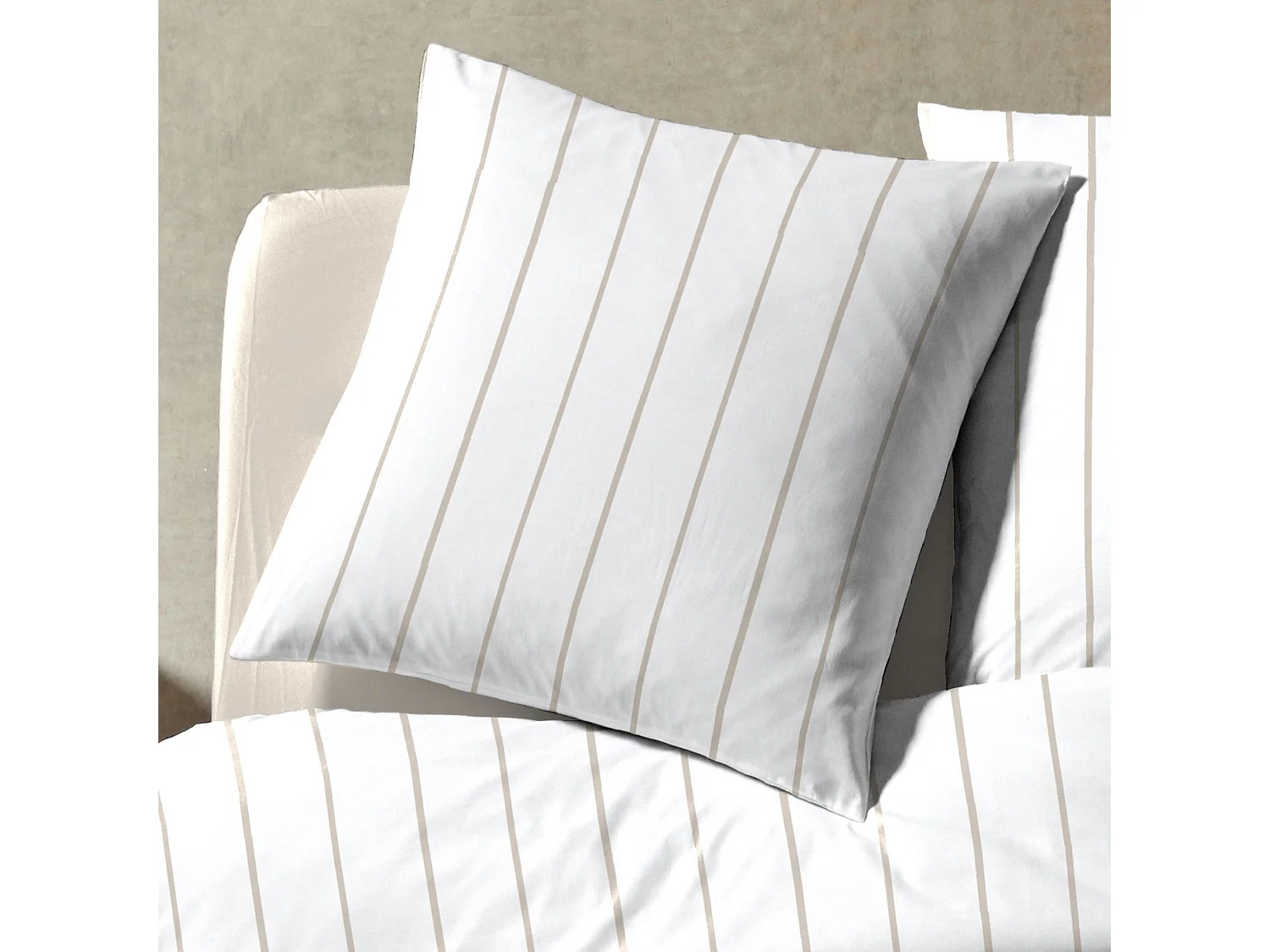 Parure de lit 200x200 coton à rayures Terre de Nuit Caivy