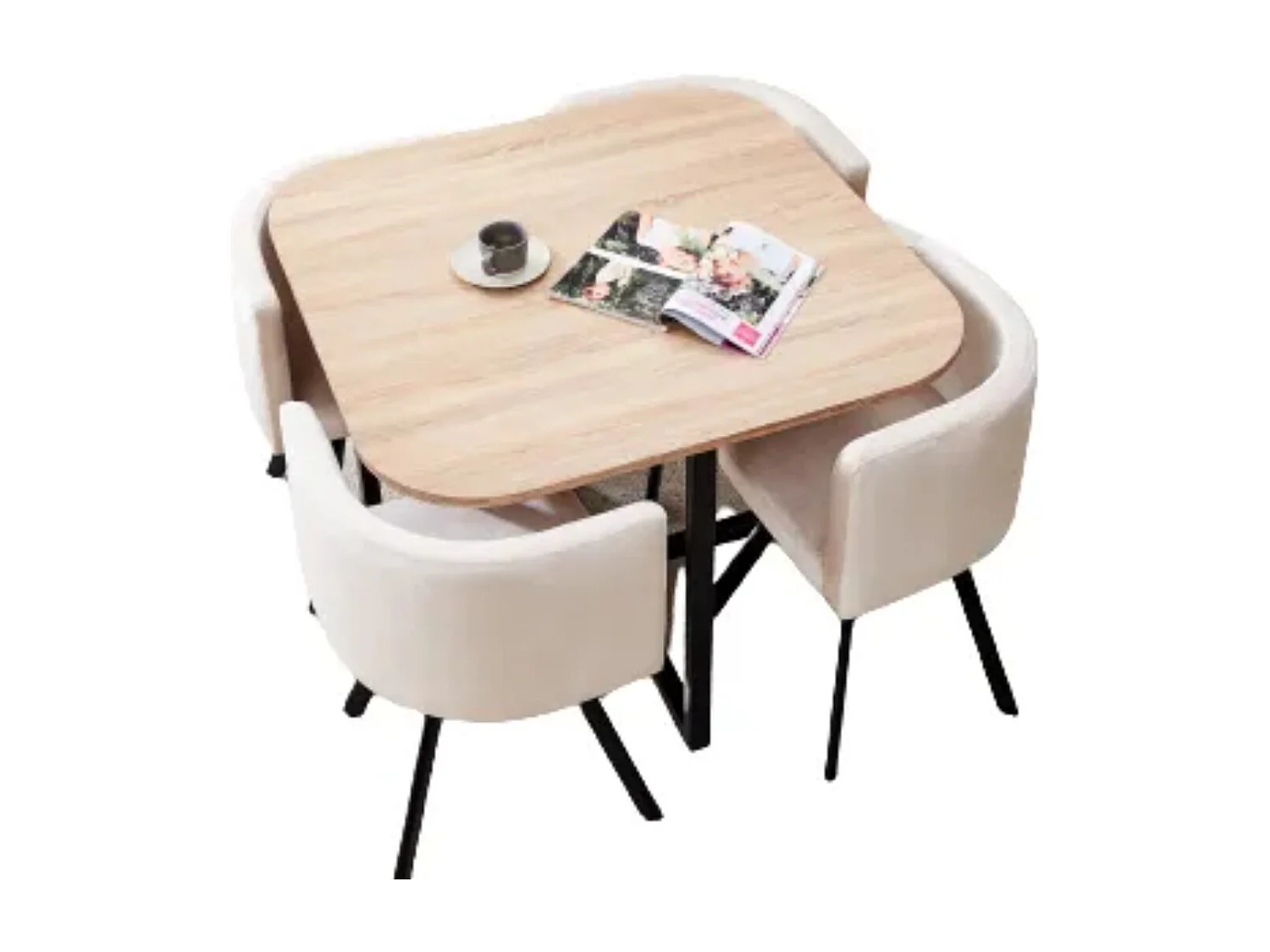 Ensemble Table et 4 chaises VENDOME en bois pieds métal