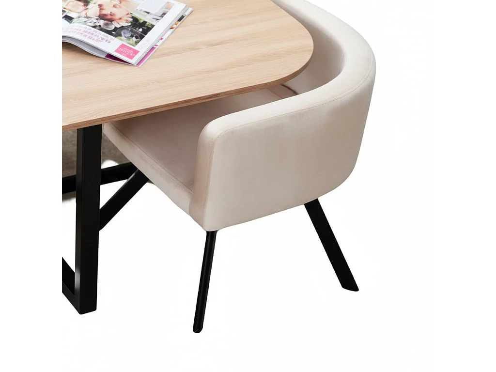 Ensemble Table et 4 chaises VENDOME en bois pieds métal