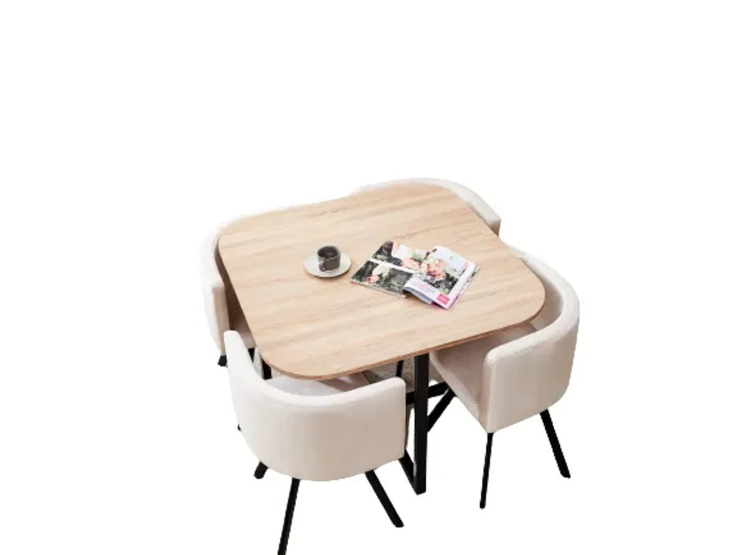 Ensemble Table et 4 chaises VENDOME en bois pieds métal