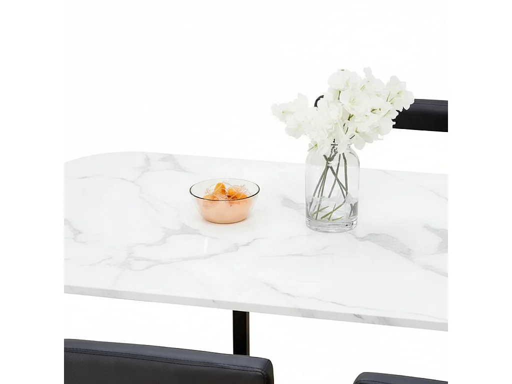 Ensemble Table et 6 chaises VENDOME bois marbré blanc pieds métal