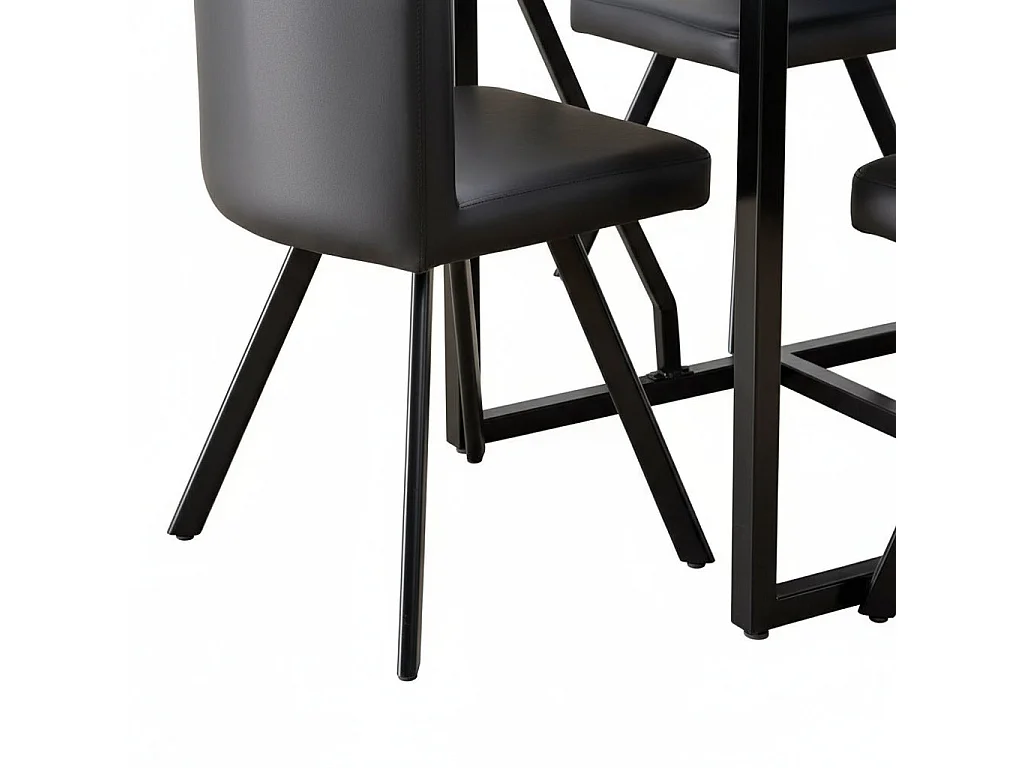 Ensemble Table et 6 chaises VENDOME bois marbré blanc pieds métal