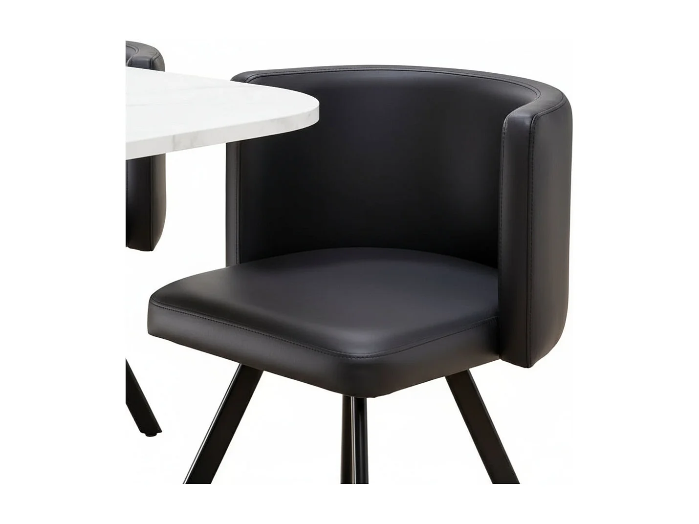 Ensemble Table et 6 chaises VENDOME bois marbré blanc pieds métal