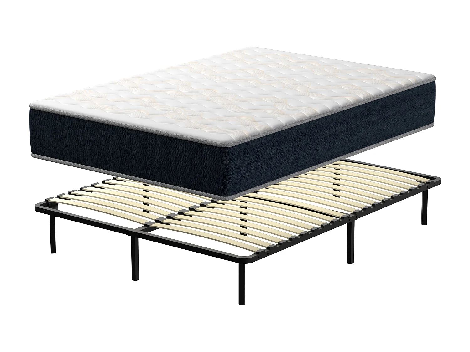 Mémoire Ensemble Composè, Matelas en Mousse 140x190x28 cm+Sommier tapissier volige,9 Pieds Inclus,ensemble matelas et sommier