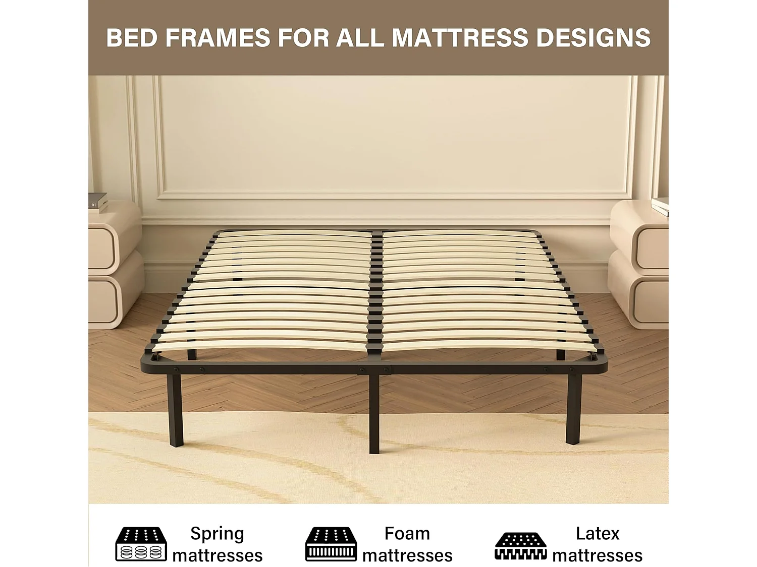 Ensemble Matelas en Mousse 140x190 cm + Sommier tapissier volige, 9 Pieds Inclus,ensemble matelas et sommier